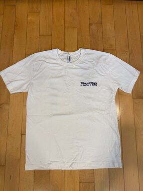 Men’s White Short-Sleeve Redemption Crewneck T-Shirt with Navy Chest Script